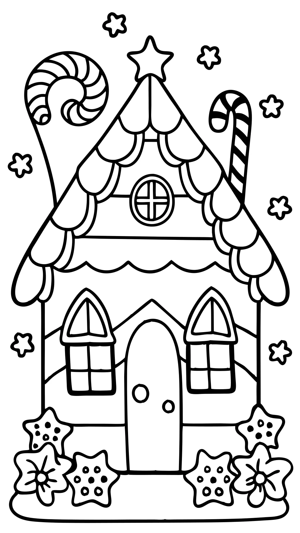 coloriage imprimable de maison en pain d’épice